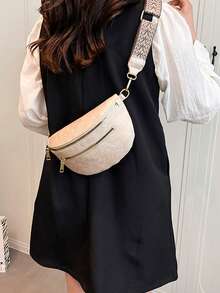 Fashion Simple Waist Bag Woman Chest Pack Phone Purse Designer Fanny Pack Luxury Belt Bag Leisure Ladies Shoulder Crossbody Bags - Beige - View 3