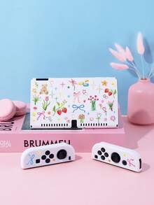 1pc Cute Bow Tie Bear & Floral Print Switch/Switch 2 Protective Case, Glitter Transparent Shell Compatible With New Switch 2 (2025)/Switch NS/Switch OLED/Lite, Switch Accessories, Full Set Including Carrying Pouch, Card Slot Base, Best Gift For Switch Players - Multicolor - View 8