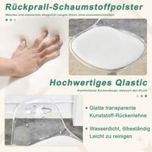 Two-Part Adjustable Beam Chair: Transparent Backrest + Silver Metal Legs, Height Adjustable From 82 To 104 Cm, 360° Swivel. - Silver - View 2