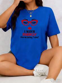 PAYEAH 1pcs 100% Cotton Stylish I MATCH ENERGY How We Acting Today? Print  220g Heavy Cotton T Shirt - Xanh đậm - Xem 1