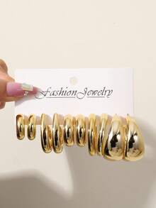 1-10 Pairs New Plated Gold, Exaggerated, Fashionable Texture, Asymmetrical Shape, Geometric Resin Clip-On Earrings, Suitable For Daily Gatherings And Dates