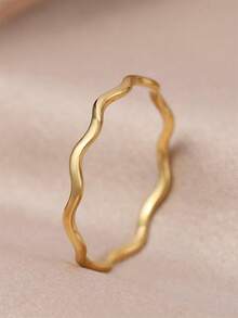 1 pièce Bague élégante pour femme, convient pour le mariage, les fiançailles, les fêtes, cadeau de la Saint-Valentin - Or jaune - Voir 8