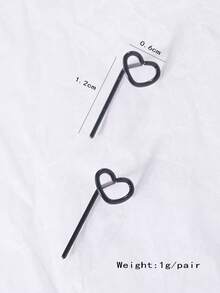 1 par de pendientes minimalistas con forma de corazón, diseño simple con electrochapado, adecuado para el Día de San Valentín y uso diario - Pendientes de aleación de hierro - Ver 8