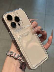 1pc Classic Transparent Shockproof Card Holder Phone Case, Minimalist & Fashionable Design, Suitable For IPhone 17 Pro Max/16 Pro Max/13/15/16/15 Pro Max/17 Pro/14/11 - Clear - View 3