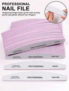 15片/20片半月形专业指甲锉，配100/180目、180/240目指甲锉条 - 彩色 - 查看 1