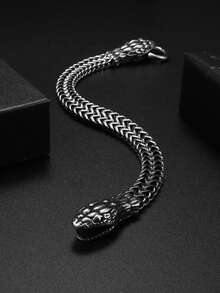 1pc Stainless Steel Retro Punk Bracelet, Minimalist Design, Unisex, Punk Hip-Hop Fashion Accessory Gift - Antique Silver Stainless Steel Bracelet - View 12