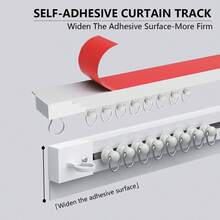 1 Set - Upgraded Wide Self-Adhesive Curtain Track, No Drill Curtain Rod, Ceiling Curtain Track, Curtain Rod, Ceiling Installation, Stick-On Curtain Rod, For Windows, Cabinets, Bathroom Shower Curtains - Widened and Thickened Upgraded Version - View 9