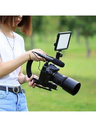 U/C Shape Portable Handheld DV Bracket Stabilizer For SLR Cameras And Home DV Camera, ABS Material, No Battery Required, Ideal For Video Recording And Broadcasting, Video Recording Equipment | U/C Shape Bracket | Bracket, Video Camera