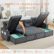 Sofa Bed Set - Dark Gray + Linen + Foam + 4 Seat - View 2