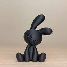 Abstract Art Sculpture Black And White Rabbit Design Ideal For Bohemian Living Rooms And Cafes Unique Decor For Home And Office Minimalist And Elegant Craftsmanship Plastic Material - 黑白 1套 - 查看 4