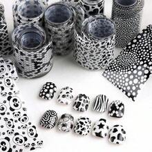 10 Rolls/Box Black & White Lace Nail Art Stickers, Nail Transfer Stickers, DIY Nail Decoration Accessories - 多色 3 - 查看 5