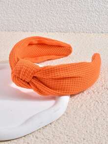 Women's Orange Solid Color Waffle Headband, Stylish And Versatile For Everyday Wear. Lightweight And Comfortable, Soft Material Keeps Hair Secure Without Slipping. Perfect For Casual Outfits, Daily Commute, Dates, Or Party Looks. Classic Hair Hoop Design Easily Matches T-Shirts, Dresses, Shirts, Or Casual Wear, Adding A  And Playful Touch. Fashionable Hair Accessory, Ideal As Daily Wear Or Creative Gift To Elevate Any Outfit. - Màu Hồng Tươi - Xem 3