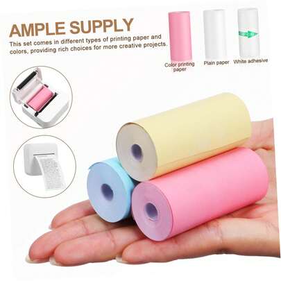 Giấy in nhiệt mini dạng cuộn 3/5/13 tờ, kích thước 57 x 25 mm, giấy dán có thể in được, dùng cho máy in bỏ túi, văn phòng và gia đình.