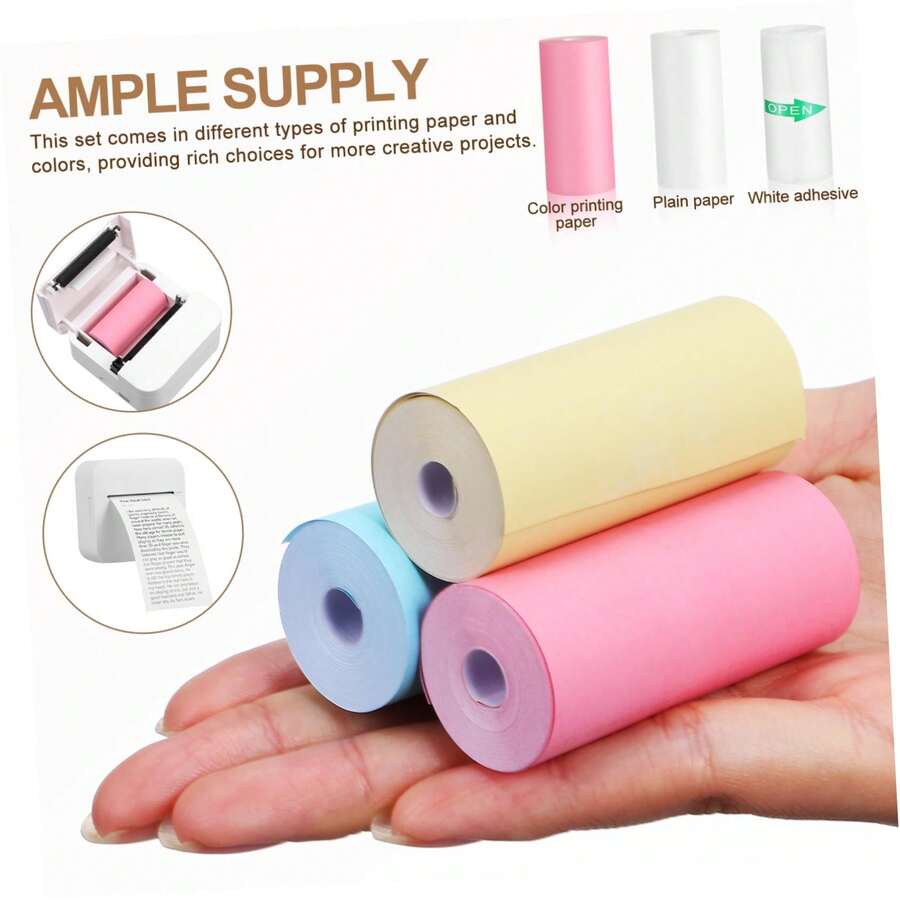 Mini Thermal Printer Paper 3/5/13 Rolls 57 X 25 Mm Printable Sticker Paper For Pocket Printer Office And Home Use