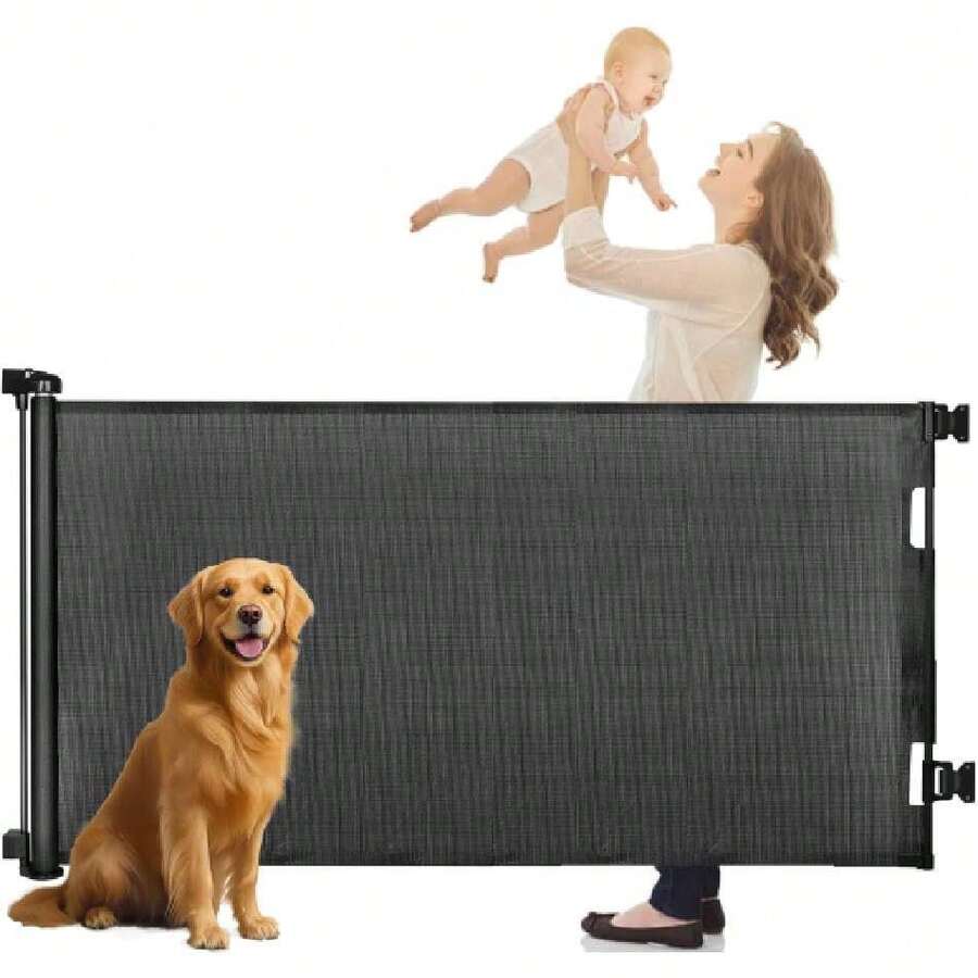 Puerta de  para Bebés y Perro, Puerta para Perro retractil 20-180cm, Reja para Bebe retractil, Puerta de  Bebe Escalera, para cocinas, Puertas, pasillos, hogar,40993551 - Naranja Quemada - Ver 1