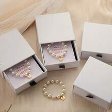 Flower Girl Pearl Bracelet With Box,Flower Girl Thank You Gift,Pearl Flower Girl Bracelet,Flower Girl Jewelry,Little Girl Name Bracelet - Gold - View 5