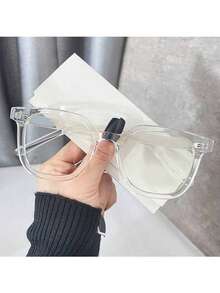 女士圆脸眼镜，大框，简约纤薄平框 - 彩色 - 查看 6