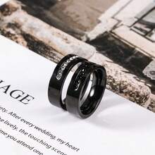 1pc Fashionable Stainless Steel Men's Ring With Rhinestones, Non-Fading Elegant Luxury Band, European And American Style Accessories, Holiday & Valentine's Day Gift - SA1068 - View 2