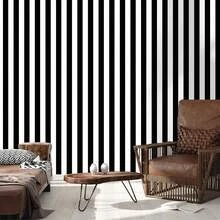 1 rolă de tapet cu dungi alb-negru, hârtie de contact cu dungi decojită și lipită, potrivită pentru hârtie de contact alb-negru pentru dulap, tapet detașabil autoadeziv modern, impermeabil pentru dormitor și baie, hârtie decorativă pentru casă - Alb-negru - Vizualizare 8