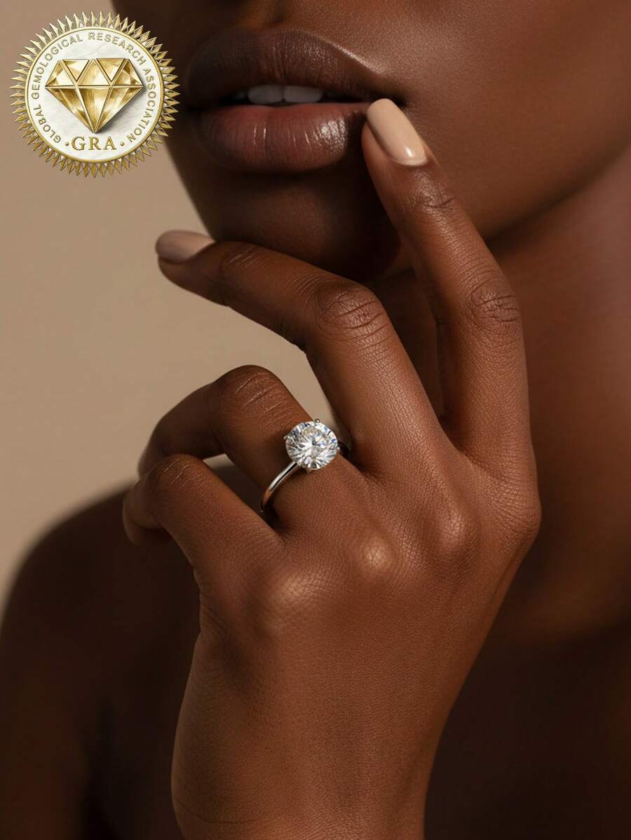 1pc Women's Engagement Ring, Classic 4-Prong Round Ring, 2g S925 Sterling Silver, 2/3 Carat Moissanite, Bohemian Elegant, Engagement, Proposal, Wedding Anniversary, Valentine's Day Gift, Comes With Moissanite Certificate And Deluxe Gift Box