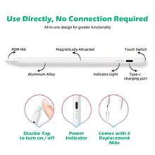 Tablet Stylus Aluminium Touch Screen Pen Drawing Universal For IPad Android Tablet Smartphone Computer Writing USB Charging Magnetic - Gradient Hồng - Xem 9