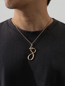 1件极简抽象镂空扭曲交缠蛇形合金吊坠项链，适合男士个性化穿搭和节日服饰。 - 金黃色 - 查看 1