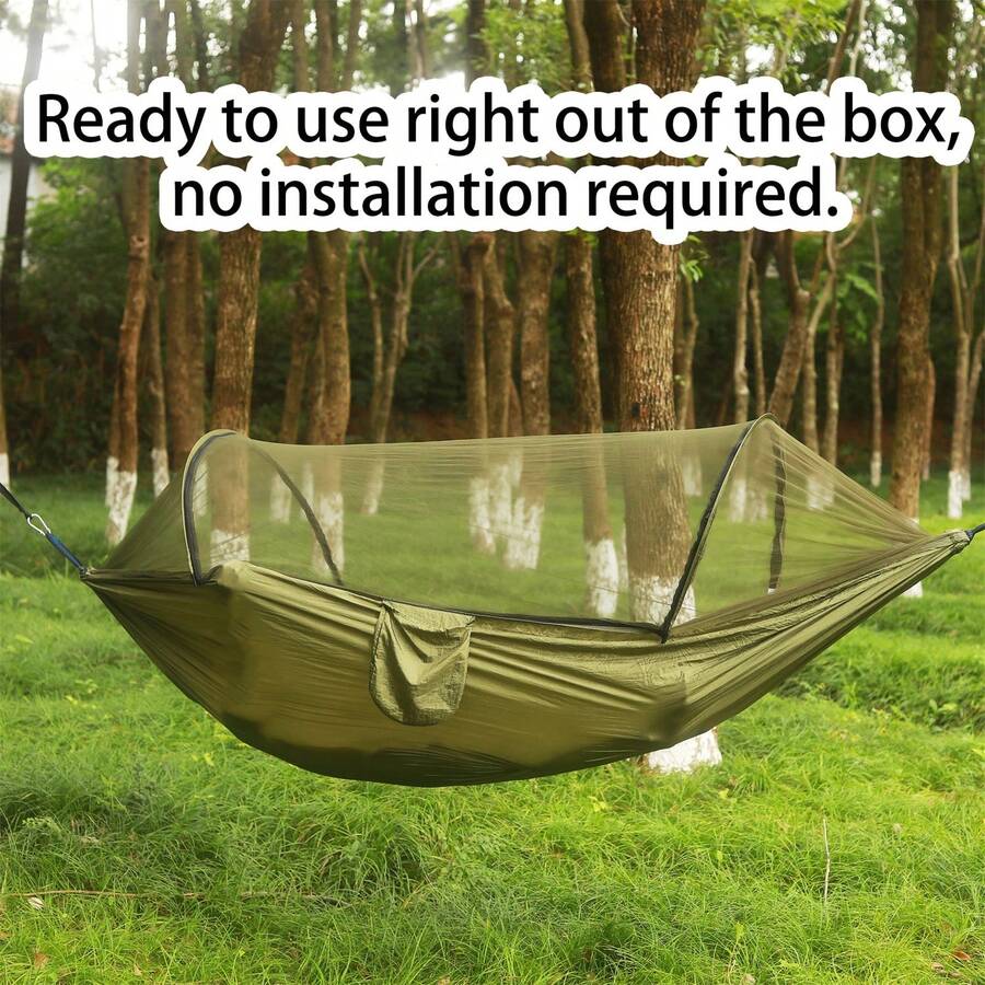 3-In-1 Double Camping Hammock With Mosquito Net & Sunshade, Durable And Portable, Suitable For Hiking, Patio Adventure, Garden Relaxation - Durable And Lightweight Design, Suitable For Camping, Backpacking, Wilderness Travel, Hiking, And Parks, Includes Straps, Carabiners, And Premium Carrying Bag - Suitable For Backyards, Patios, And Camping - Easy To Assemble, Heavy-Duty Nylon Fabric, Easy To Install, Compatible With Sturdy Frames, Camping Equipment, And Accessories. - 彩色 - 查看 1