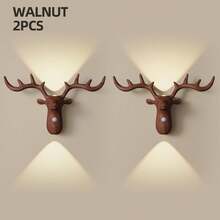 Smart LED Deer Wall Lamp With Touch Dimming & Motion Sensor, Up And Down Wall Lights Indoor With 3 Colors Dimmable, 1200mAh USB Rechargeable Night Light ,Wireless Magnetic Wall Wash Lights,Suitable For Stairs,Porch,Hallway, Bathroom, Bedrooms, Cabinets, Living Room, Bar Cabinet - 彩色 - 查看 13