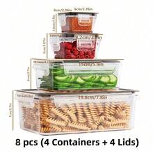 8pcs/Set (4 Containers + 4 Lids) Transparent Food Storage Set - PP Leak-Proof Containers, Suitable For Fruits, Vegetables And Pasta | Microwave And Dishwasher , Stackable, Convenient For Food Pantry, Refrigerator And Carrying Out - Multicolor - View 11