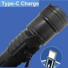 1pc High Power Long Range LED Flashlight, Tactical Light With LCD Battery Display, USB Rechargeable, Adjustable Zoom, Camping Lamp - As Shown In the Figure - View 10