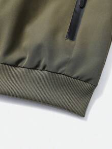 Alpha Camp Men's Casual Outdoor Jacket, Lightweight Bomber Jacket, Solid Color Gentleman Style With Pockets, Spring/Autumn Sports - Olive Green - View 5