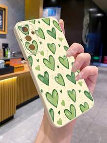 1个绿色爱心图案防震手机壳，UV印刷，兼容三星/Galaxy/Infinix/红米/OPPO/VIVO/Realme安卓机型 - 米色 - 查看 6