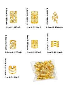 70Pcs Alloy Hair Ring Hair Charms Dreadlock Decorations Cuffs Hair Accessories Loc Hair Jewelry For Braids For Girls And Women - Gold - View 6