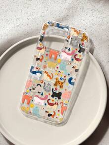 Variation Cute Cat Print Clear Case Compatible With IPhone 13/11/17/17pro/16/14/15/15pro/15 Plus/15 Promax/7plus/8plus/X/Xs Max/Xr/11pro/12pro/13pro/14pro/12mini/13mini/11promax/12promax/13promax/14promax/14plus/17pro Max/17Air/6/6s Plus/7/8/16Pro/16plus/16promax/Se2/17promax&Compatible With Samsung Galaxy/A54/A14/A12/A13/A15/A32/A33/A24/A52S/S20/S21/S22/S23/S24/S23Plus/S24ultra/S25/A15/A33/A23 - Multicolor - View 1