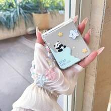 Ốp lưng điện thoại gập hình gấu trúc sao hoạt hình dễ thương có dây đeo, tương thích với Samsung Galaxy Z Flip3 5G/Galaxy Z Flip 4 5G/Galaxy Z Flip 5 5G/Galaxy Z Flip 6 5G/Galaxy Z Flip 7 5G, mềm mại và đáng yêu, bảo vệ màn hình có thể gập lại. - Nhiều màu - Xem 2
