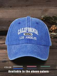 1pc/2pcs Embroidered CALIFORNIA 1685 LOS ANGELES Washed Baseball Cap, Outdoor Adjustable Sun Protection Casual Hat, Suitable For Spring/Autumn Travel, Beach Vacation, Y2K Style Youth Hat - Baseball Cap - View 2