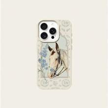 1个TPU材质手机壳，清新优雅的蓝花白马图案，兼容 17 Pro Max/17/16 Pro Max/15/13/12/11、S20 FE/A15/S24/A55，以及Redmi Note 11/12/13 Pro，全包防摔软保护壳 - 白色 - 查看 5