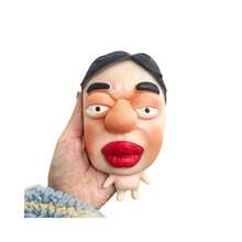 奇葩搞笑挤压玩具，新奇减压面膜挤压球，快速回弹挤压，恶搞礼物，成人减压玩具，派对小礼物，万圣节恶搞礼物 - 彩色 - 查看 6
