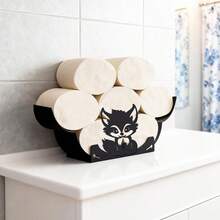 狐狸造型纸巾架，DIY装饰悬挂配件，适用于浴室、厨房和卧室。它可伸缩、可折叠且经久耐用，是一款实用的家居装饰品。创意十足的卫生纸收纳架。 - 黑色 - 查看 2