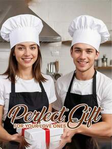 1pc Plain Pleated Chef Hat, For Hotel Kitchen, Bakery, Back-Of-House - A - View 2