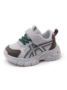 1 Pair Unisex Breathable Mesh Casual Sneakers, Soft Sole Non-Slip Infant Shoes, Fashion Versatile Student Running Shoes, Lightweight Chunky Sneakers, Suitable For Spring And Autumn - Grey - View 6