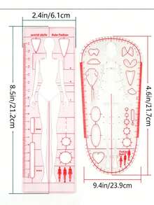 1pc Fashion Design Ruler, Body Template Ruler, Design Technique Tool - Clear - View 11