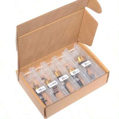 5 Parçalı Paslanmaz Çelik Delik Açma Aleti Seti, Matkap Uçları, Yüksek Hızlı Çelik Rayba, Metal Levha İçin Yuvarlak Delik Açma Aleti