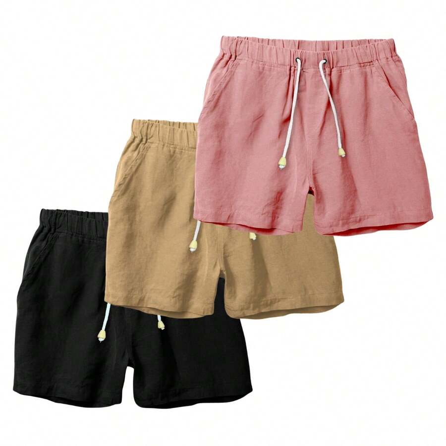 Set Of 3 Premium Linen Shorts For Men - Luxury Beachwear - 金色 - 查看 1