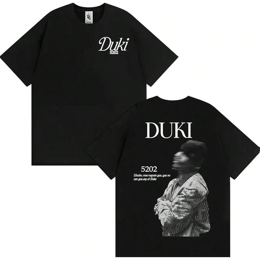 Camisetas de la gira del álbum MIXTAPE de Rapper Duki 5202, ropa de hombre, moda hip hop, estilo punk, camisetas de algodón, camiseta casual - Negro - Ver 1