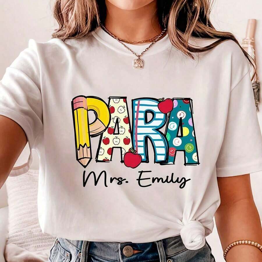 2026 Women's ClothesLooking For A Perfect Gift For A Paraprofessional…220G Classic Pure Cotton T-Shirt – The Perfect Blend Of Casual And Active Style, Ideal For Everyday Wear, Gym, And Street Looks. A Thoughtful Gift For Your Husband Or Wife – Designed With Inspiration From Korean Fashion White Shirts For Women.Loose And Comfortablesummer Shirts - 白色 - 查看 1