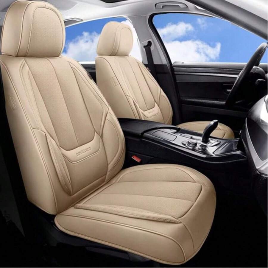 Coverado Seat Covers, Car Seat Covers Front Seats, Car Seat Cover, Car Seat Protector Waterproof, Car Seat Cushion Nappa Leather, BlackRed Seat Covers Carseat Cover Universal Fit For Most Cars - Be - Xem 1