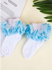1 Pair Girls' White Sweet Princess Style Cute Socks, Suitable For Party, Casual, Holiday, Dance, Baby - Multicolor - View 8
