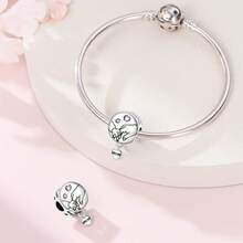 925 Sterling Silver Flower Beads, Parent-Child Hand-In-Hand Beads, Green Tree Of Life Beads, Parent-Child Beads, Mother-Daughter Dancing Tree Of Life Pendant, Sweet Family Pendant, Ultimate Family Clover Beads, Happy Little Kangaroo Beads, Eternal Mother's Love Pendant. Suitable For Authentic Snake Chain Bracelets, Necklaces, Bangles, Beaded Chains, DIY Jewelry Crafting, And Luxurious Best Friend Gifts. - Multicolor - View 8