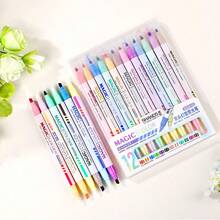 6-12 Colors Student Eye-Protecting Double-Headed Fluorescent Highlighter Pens & DIY Holiday Cards, Easy To Write, Vibrant Colors, Back To School Essential Highlighter Set - Sets - View 11